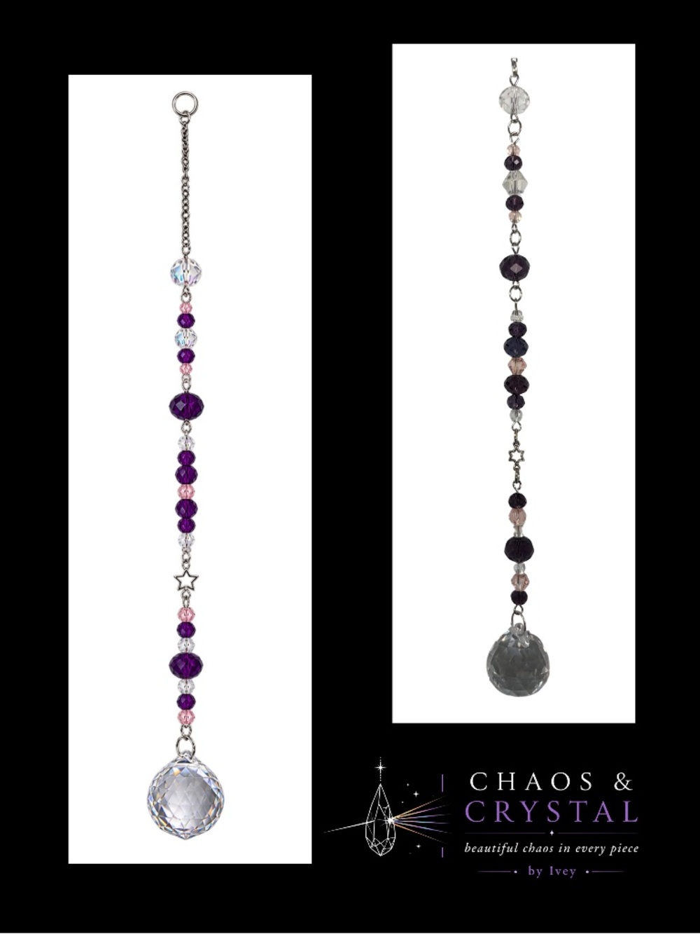 Handcrafted Sun Catcher Purple Round Drop